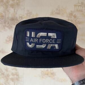 Vintage 80s Air Force Hat | USA Patch Low Crown Snapback | OSFA